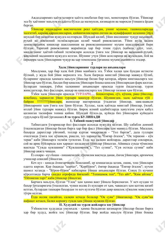 а-қаршиликларнинг ифодаси ёки ўзига хос акси сифатида вужудга келган. ўйинлар халқ ҳаётининг муҳим қисми бўлганлигини шарқ алломалари - фирдавсий, беруний, ибн сино, маҳмуд қошғарий, кайқовус, алишер навоий, бобурларнинг асарларидан ҳам билса бўлади. чунки фирдавсий - шоҳлар ўйинлари, беруний қадимги халқлар ўйинлари, ибн сино - ўйиннинг шифобахш ҳусусиятлари, маҳмуд кошғарий - туркий халқларга оид кўплаб ўйин турларининг баёни, қайқовус - ўйинларда қатнашиш одоби, алишер навоий - паҳлавонлик ўйинларининг бадиий ифодаси, бобур - ўйинлар завқ-шавқи ҳақида жиддий фикрлар изҳор этганлар. тарихий адабиётлардан биламизки, қадимги ва ўрта асрлар давридаги минглаб ўйинлар ичида шундай мусобақа бўлганки, бунда шаҳарнинг икки қисм вакиллари орасида "қилич жанги", "туя пойгаси", "туялар жанги", "отлиқлар пойгаси" ва ҳоказолар ўтказилган. уларга шаҳар аҳли йил давомида тайёргарлик кўришган. ўрта аср шарқ миниатюраларидаги "чавгон ўйини", ("қобоқ ўйини"), "чимтўп" каби тасвир-ўйинлар катта қизиқиш уйғотади. афсонавий ва тарихий шахсларнинг шаклланишида халқ ўинлари муҳим ўрин тутган. масалан, алпомишнинг алпқоматли паҳлавон бўлишида мерганлик, олишиш, найза отиш, қиличбозлик, …