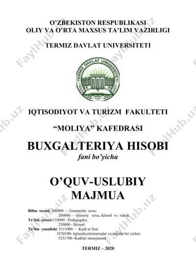buxgalteriya hisobi o'quv-uslubiy majmuasi — DOC