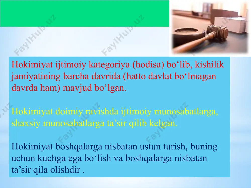 , saylov kampaniyasida turli tadbirlarda ishtirok etish; umumxalq muhokamasida, referendumda ishtirok etish; turli organlar, mansabdor shaxslarning faoliyatini nazorat etish; davlat organlariga murojaat qilish va boshqalar. bevosita demokratiyada har bir fuqaro davlat ishlarida bevosita, to‘g‘ridan-to‘g‘ri ishtirok etadi. vakillik demokratiyasi – saylov orqali prezidentni, deputatlarni saylash va ularga o‘z nomidan ish ko‘rish vakolatini berishda namoyon bo‘ladi. shunga e’tibor berish kerakki, saylovda demokratiyaning har ikki shakli namoyon bo‘ladi. bevosita demokratiyada saylovda ovoz berishda, saylov tadbirlarida ishtirok etilsa, vakillik demokratiyasida saylov natijasida fuqarolar nomidan ish ko‘ruvchi vakillar vujudga keladi. savollar bo‘lsa marhamat! image1.png image2.png image3.png image4.jpeg image5.png image6.jpeg image7.jpeg image8.jpeg /docprops/thumbnail.jpeg