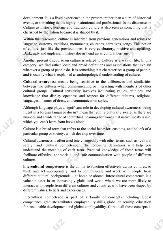 lves around established art forms, art institutions and key actors within the arts field. the second discourse on culture that features in the survey is the one on culture as good behavior. it revolves around the connection between moral norms and culture, as it is through culture that one becomes civilized. culture serves as a civilizing ritual, and here it signifies a behavioral norm: one needs to behave in a certain way for culture to exist. culture as spiritual and intellectual enrichment is prominent in the survey, and relates to a rather intrinsic understanding of culture revolves around personal well-being. culture is about learning, pleasure, personal growth and development. it is a lived experience in the present, rather than a sum of historical events, or something that is highly institutional and professional. in the discourse on culture as history, heritage and tradition, culture is also seen as something that is …