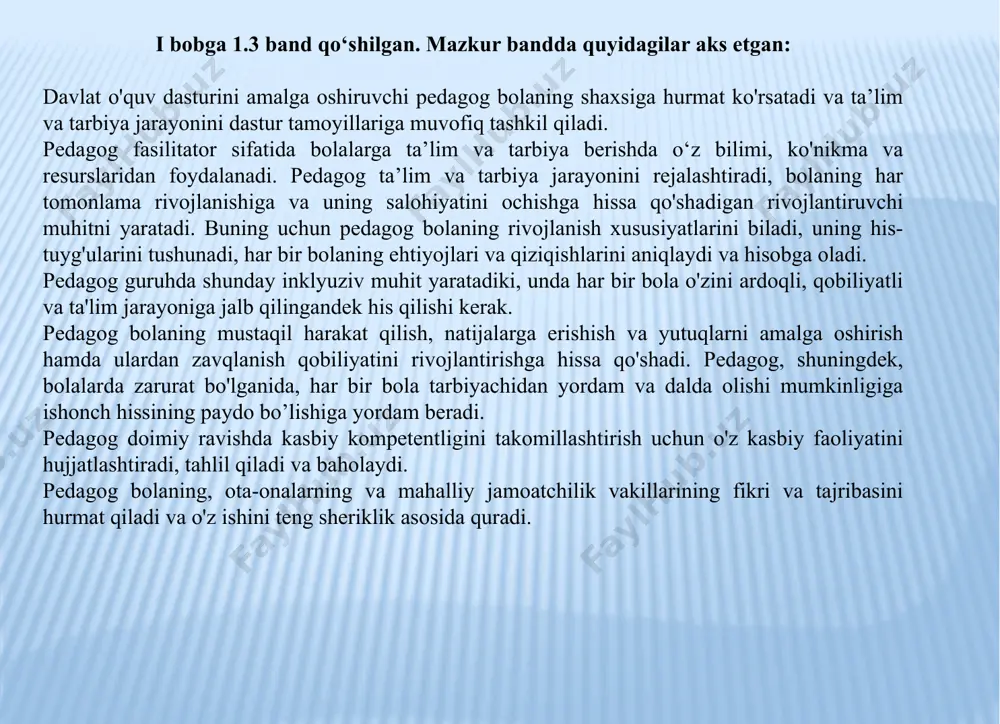 komillashtirilgan o‘quv dasturida • kommunikativ • ijtimoiy • shaxsiy ("men" kontseptsiyasini qurish) • bilish iv bobga quyidagi 1-band qo‘shilgan: 4.1. maktabgacha yoshdagi bolaning rivojlanishida o‘yinning roli va maktabgacha ta’lim tashkilotining ta’lim va tarbiya jarayonida uning ahamiyati davlat o'quv dasturida bolaning o`yin o`ynash huquqi tan olinadi, o'yinning bola uchun ahamiyati, uning pedagogik imkoniyatlari ta’lim va tarbiya jarayonini tashkil etishda inobatga olinadi. o'yin maktabgacha yoshda yetakchi faoliyatdir. o'yin orqali ta’lim olish bolalarni ta’lim olishi va rivojlanishining yondashuvlaridan biridir. o'yin - bu bolani o'zini va atrofidagi dunyoni o'rganishga undashning tabiiy usuli. o'yin bolaning shaxsiyati, uning bilish, ijtimoiy-hissiy, ijodiy va jismoniy jihatlarini rivojlantiradi. o'yinda bolalarning tengdoshlari va pedagogi bilan o'zaro munosabati nutq va ijtimoiy ko'nikmalarni rivojlantirishga yordam beradi, uning motorikasi takomillashib boradi. o'yin boshqa bolalar bilan hamkorlikda ta’lim olish imkoniyatini yaratadi, ularga tavakkal qilish, xato qilish va qiyinchiliklarni yengish imkonini beradi. va, eng muhimi, o'yin ta’lim olishni quvonchli qiladi, bolalarning tasavvurini va ijodkorligini rivojlantiradi. …