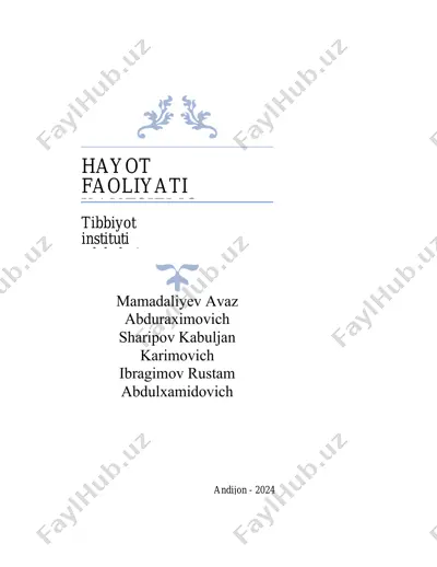 hayot faoliyati xavfsizligi. darslik — DOCX