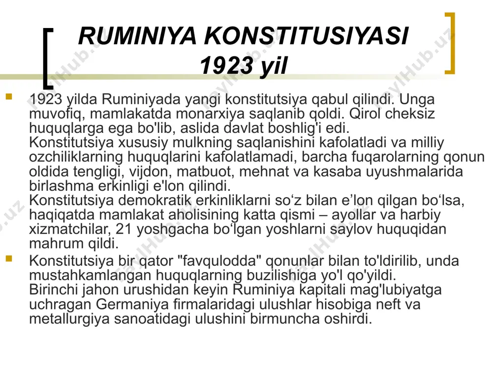 vlat to‘ntarishiga urinib, bosh vazir a.kalineskuni o‘ldirdi. qo'zg'olon yana bostirildi, ammo bu kerol ii mamlakatdagi vaziyatni nazorat qilmasligini ko'rsatdi. ion antonesku rejimining o'rnatilishi ruminiyadagi ichki vaziyatga evropadagi xalqaro vaziyat sezilarli darajada ta'sir ko'rsatdi. mamlakat neftga boy edi, keyin bu davlatlarni qiziqtirdi, ular o'z qo'shinlarini bo'lajak janglarga, xususan, germaniya va sssrga majburan tayyorladilar. bundan tashqari, buxarest shimoliy bukovina va bessarabiyani "asl rus erlari" deb hisoblagan sssrning doimiy bosimi ostida edi. ion antonesku rejimining o'rnatilishi b. mussolini ruminiya diplomatiyasining hisob-kitoblarida hakam rolini o'ynadi. biroq, sssr va germaniya o'rtasidagi yaqinlashish bilan ruminiyaning neftni ham, shimoliy bukovina va bessarabiyani ham saqlab qolish imkoniyati xayoliy bo'lib qoldi. ruminiya germaniya bilan yaqinlashishga qaror qildi, ammo 1939 yil avgustda imzolangan sovet-germaniya shartnomasiga ko'ra, germaniya sssrning bessarabiyaga bo'lgan huquqlarini tan oldi va 1940 yil iyun oyida ruminiya nafaqat bessarabiyani, balki anneksiya qilish bilan ham murosaga kelishga majbur bo'ldi. shuningdek, shimoliy bukovina sssrga *. bundan tashqari, 1940 yilda vena …