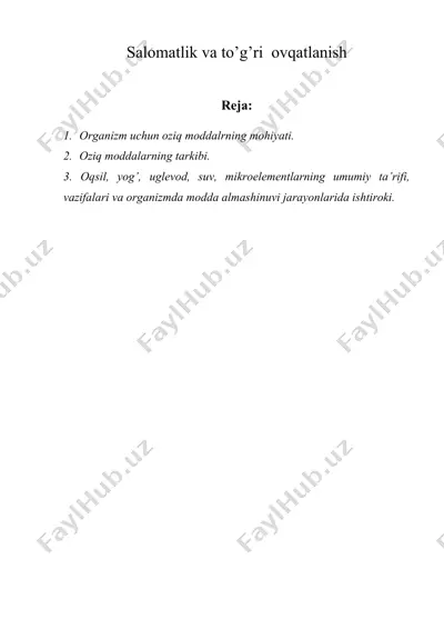 salomatlik va to’g’ri ovqatlanish — DOC