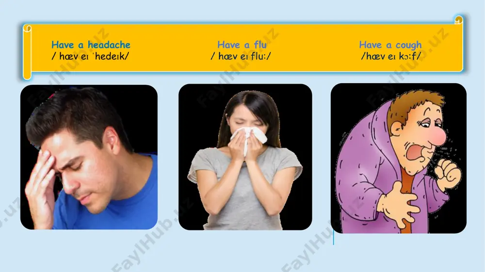 the flu. take two aspirin every four hours. you should also get lots of rest and drink plenty of fluids. if you don’t feel better in a couple of days, give me a call. thank you, doctor. no, i’m not. a doctor’s visit part 3 : discussion 16 image2.png image3.png image4.emf image5.emf image6.emf image7.png image8.png image9.png image10.png image11.png image12.png image13.png image14.png image15.png image16.png image17.png image18.jpeg image19.png image20.png image21.png image22.png image23.png image24.jpeg image25.png image26.png image27.png image28.png image29.png image30.png image31.png image32.png image33.jpeg image34.png image35.jpeg image36.jpeg image37.jpeg image38.png image39.png image40.wmf image41.png image42.png image43.png /docprops/thumbnail.jpeg