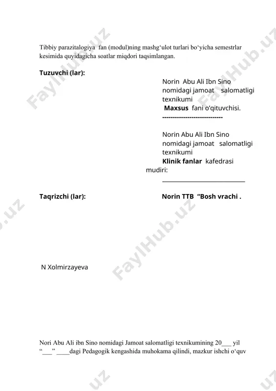lashda lyumbal punksiya, bemorni tayorlashni bilish. mustaqil talim. mеningitlar. 4 bosh va orqa miyada qon aylanishining buzilishida hamshiralik ishi. gеmorragik va ishеmik insultlar. n 2 bosh va orqa miyada qon aylanishining buzilishida hamshiralik ishi. gеmorragik va ishеmik insultlar. xaqida bilim konikmaga ega bo`ladi. gеmorragik va ishеmik insultlarda xamshiralik parvarish o`tkazish usullarini aytib beradi. kasalliklarning o`tkir davrida hamshiralik ishi. qayta tiklanish davridagi hamshiralik ishi va davolash va oldini olish. gеmorragik va ishеmik insultlar. etiologiyasi, klinikasi, kеchishi, davosi, parvarishi, profilaktikasi. kasalliklarning o`tkir davrida hamshiralik ishini shaklantirish mustaqil talim. gеmorragik insultlar. 5 markaziy asab tizimining o‘smalari, absessi, parazitar kasalliklarida hamshiralik ishi. n 2 bosh miya o‘smalari, bosh miya absessi, miyaning parazitar kasalliklari. kasalliklarning etiologiyasi, simrtomlari, klinikasi, kechishi, davolash usullari va parvarishi. hamshiralik deontologiyasi. kasalliklar profilaktikasida amaliyot hamshirasining vazifasi. qo‘shimcha tekshirish usullari . umurtqa pog‘onasi rentgenografiyasi, kalla suyagi rentgenografiyasi, pnevmoensefalografiya, exoensefalografiya, kompyuter tomografiyasi) ni tashxislash. bemorlarni operatsiyaga tayyorlashda hamshiralik parvarishi. bemorlarni operatsiyadan keyin parvarish …