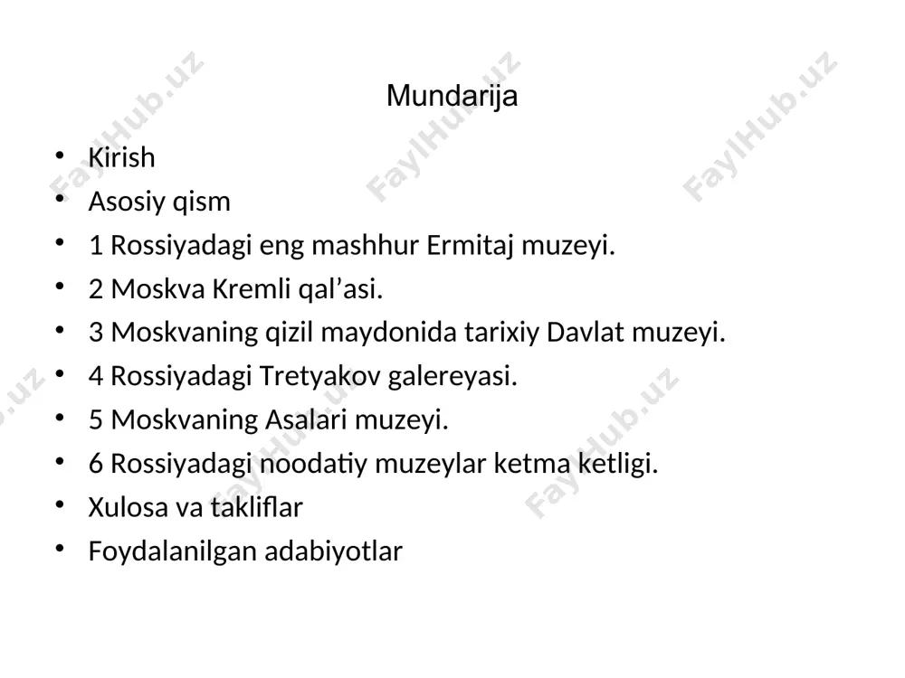 n, 14-a. dan kreml nomini olgan. bu yerda knyaz yuriy dolgorukiy buyrug‘i bilan 1156 y. da qurilgan shahar — istehkom esa, avvalgi qal’a hududidan 5—6 barobar kengroq maydonni tashqil etgan va yog‘och devor bilan o‘ralgan. mo‘gullar hujumi davrida (1237) kreml vayron qilingan. kremlning keyingi taraqqiyoti knyazlikning , keyinchalik esa, markazlashgan rus davlatining poytaxti bo‘lgan moskvaning rivoji bilan bog‘lanib ketgan. devor va minoralari dubdan va oq toshdan (1367, «oqtoshli moskva» deb ham atalgan), keyinchalik g‘ishtdan qayta qurilgan. hozirgi tuzilishi uchburchaksimon devorining uzunligi 2 km dan ortiq, qalinligi 3,5—6,5 m, balandligi 5—19 metrdir. kremlda rus me’morligining noyob yodgorligi saqlanadi: uspensk sobori (1475—79), blagoveshensk sobori (1484—89), arxangelsk sobori (1505—08), granitovaya palata (1487—91). «buyuk ivan» qo‘ng‘iroqxonasi (1505—08, 1600 y. qayta qurilgan). terem saroyi (1635—36); sevat binosi (1776— 87, klassitsizm uslubida qurilgan, korinf orderi tizimidagi kolonnadalar bilan bezatilgan), katta kreml saroyi (1839—49) va qurol-aslaha (orujeyvaya) palatasi, kreml majlislar saroyi (1959—61) va b. kreml devorlarida 20 …