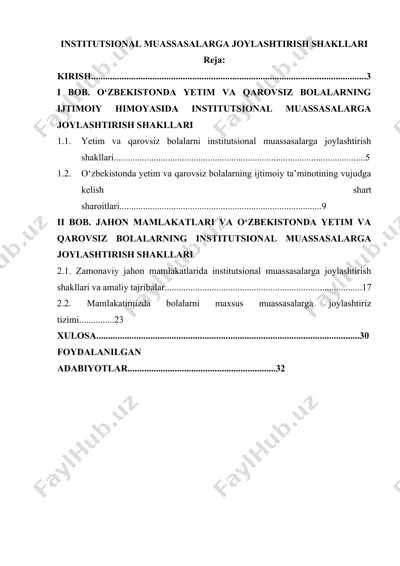 institutsional muassasalarga joylashtirish shakllari — DOCX
