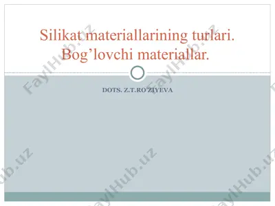 silikat materiallarining turlari — PPT