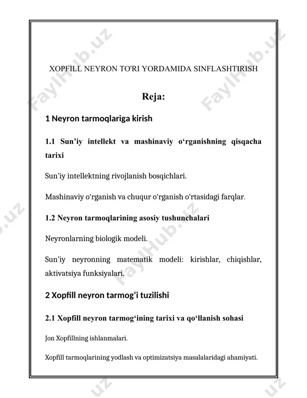 lar (weights) mavjud bo'lib, ular orqali kiruvchi signallar omillariga ko'ra ko'paytiriladi va keyinchalik ular funksiyalar orqali ulg'aytiriladi. neyron tarmoqlarining bir qancha turlari mavjud bo'lib, ular orasida eng asosiylari quyidagilardir: - raqobatli qatlamli neyron tarmoqlar (feedforward neural networks - fnn): bu turdagi tarmoqlarda ma'lumotlar bir qattiqga kirib, qatlamlarda qayta ishlanib, chiqishga chiqariladi. - qaymova qatlamli neyron tarmoqlar (recurrent neural networks - rnn): bu turdagi tarmoqlarda kiruvchi ma'lumotlar bilan qayta bog'lanish qatlamlari mavjud bo'lib, bu esa vaqt ketma-ketliklarida ishlash imkoniyatini beradi. - konvolyutsion neyron tarmoqlar (convolutional neural networks - cnn): asosiy vazifa tasvirlarni qayta ishlash, ularni tasniflash va ob'ektni tanish jarayonlarini amalga oshirishdan iborat. ushbu neyron tarmoq odatda bir nechta konvolyutsiya qatlamlaridan tashkil topadi. - transformerlar: bu tarmoq tabiiy tilni qayta ishlashda (nlp) ishlatiladi va hozirgi kunda juda muvaffaqiyatli hisoblanadi. statistik ma'lumotlarga ko'ra: 1. neyron tarmoqlarining umumiy samaradorligi va aniqligi sun'iy intellekt ilovalarida, xususan, tasvirlarni aniqlash va ovozni tanishda 90% dan ortiq …