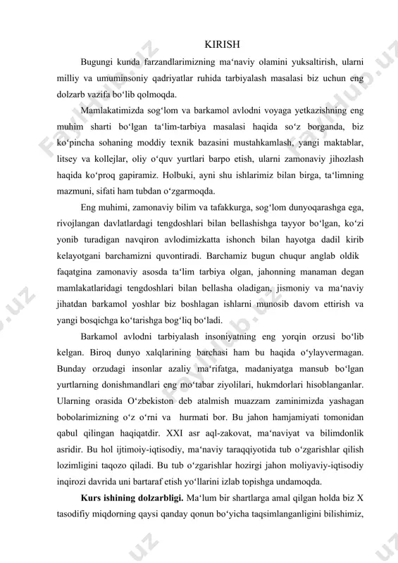fbosining bosh harflari a, b, c, lar bilan belgilanadi. tajribaning har qanday natijasi elementar hodisa deyiladi va  orqali belgilanadi. tajribaning natijasida ro’y berishi mumkin bo’lgan barcha elementar hodisalar to’plami elementar hodisalar fazosi deyiladi va orqali belgilanadi. 1.1-misol. tajriba nomerlangan kub (o’yin soqqasi)ni tashlashdan iborat boʻlsin. u holda tajriba 6 elementar hodisadan hodisalar lardan iborat boʻladi. hodisa tajriba natijasida i (i= 1,2,3,4,5,6) ochko tushishini bildiradi. bunda elementar hodisalar fazosi: tajriba natijasida albatta roʻy beradigan hodisaga muqarrar hodisa deyiladi. elementar hodisalar fazosi muqarrar hodisaga misol boʻla oladi. aksincha, umuman roʻy bermaydigan hodisaga mumkin boʻlmagan hodisa deyiladi va u orqali belgilanadi. 1.1-misolda keltirilgan tajriba uchun quyidagi hodisalarni kiritamiz: a={5 raqam tushishi}; b={juft raqam tushishi}; c={7 raqam tushishi}; d={butun raqam tushishi}; bu yerda a va b hodisalar tasodifiy, c hodisa mumkin boʻlmagan va d hodisa muqarrar hodisalar boʻladi. misol koʻraylik. aytaylik, yashikda yaxshilab aralashtirilgan 6 ta bir hil shar boʻlib ulardan 2 tasi …