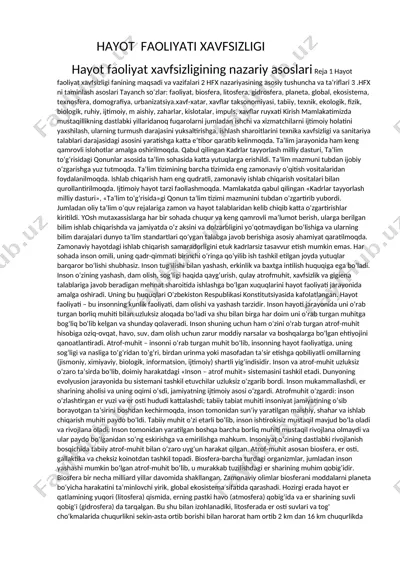 hayot faoliyati xavfsizligi — DOC