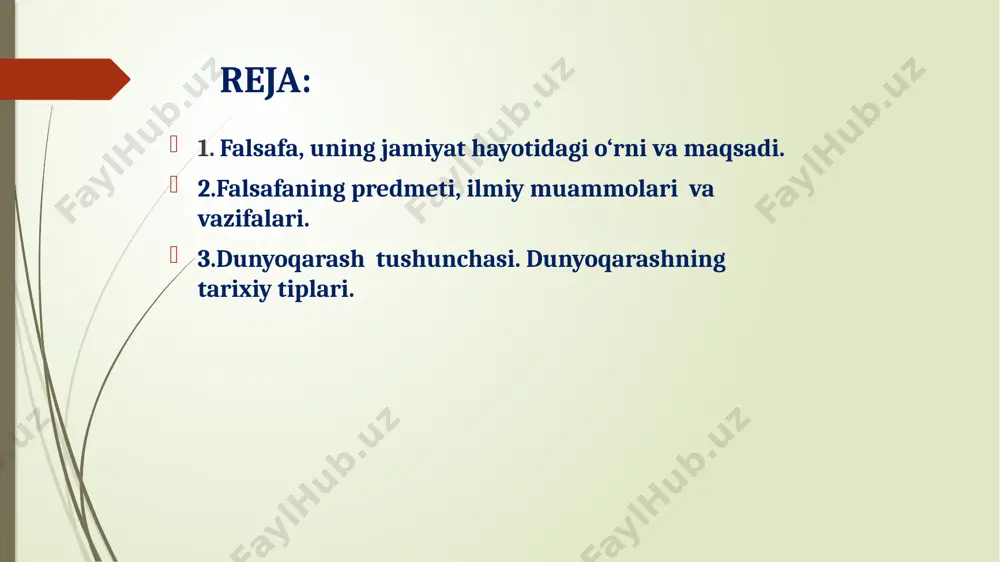 azmun va baxtli yashashning barchaga mos keladigan hammabop modeli, maxsus usullari bormi? nima uchun ba’zi insonlarning hayoti, faoliyati o‘zgalarga namuna, ibrat bo‘ladi-yu, ayrim kishilardan tuzukroq iz, biror-bir yaxshilik ham qolmaydi? falsafaning azaliy muammolari bo‘lgan bu kabi savollarga javob topish uchun o‘z umri va salohiyatini bag’ishlagan ne-ne buyuk zotlar mutafakkirlar, allomalar o‘tganlar.bunday masalalar echimini topishda falsafiy tafakkur uslubining boshqa soha bilimlaridan farqi va samaradorligi ma’lum. falsafiy bilimlardan bexabar, undan yiroq bo‘lgan inson tevarak-atrofdagi, jamiyat, narsa-hodisalar va tabiatdagi o‘zgarishlar, yangilanishlarning asosan, tashqi tomonini sezgi a’zolari vositasida idrok qiladi. kelajakda qanday o‘zgarishlargaolib keladi? – kabi savollar ustida bosh qotirmaydi.ushbu savollarga javob berishga imkon yaratadigan falsafiy bilimlar esa odamni fikrlashga majbur qiladi, olam va yashash sirlarini anglashga yordam beradi. lekin, nima uchun bu hodisa sodir bo‘ldi? nima uchun aynan shunday holatda, aynan shu vaqtda va makonda ro‘y berdi? bu tasodifiy hodisami yoki zaruriymi? voqealar rivoji qanday davom etadi? biz yashayotgan olam turli-tuman darajada yaralgan: …