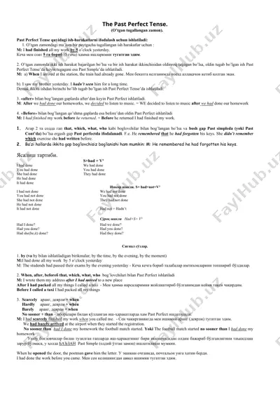 past perfect tense — DOCX