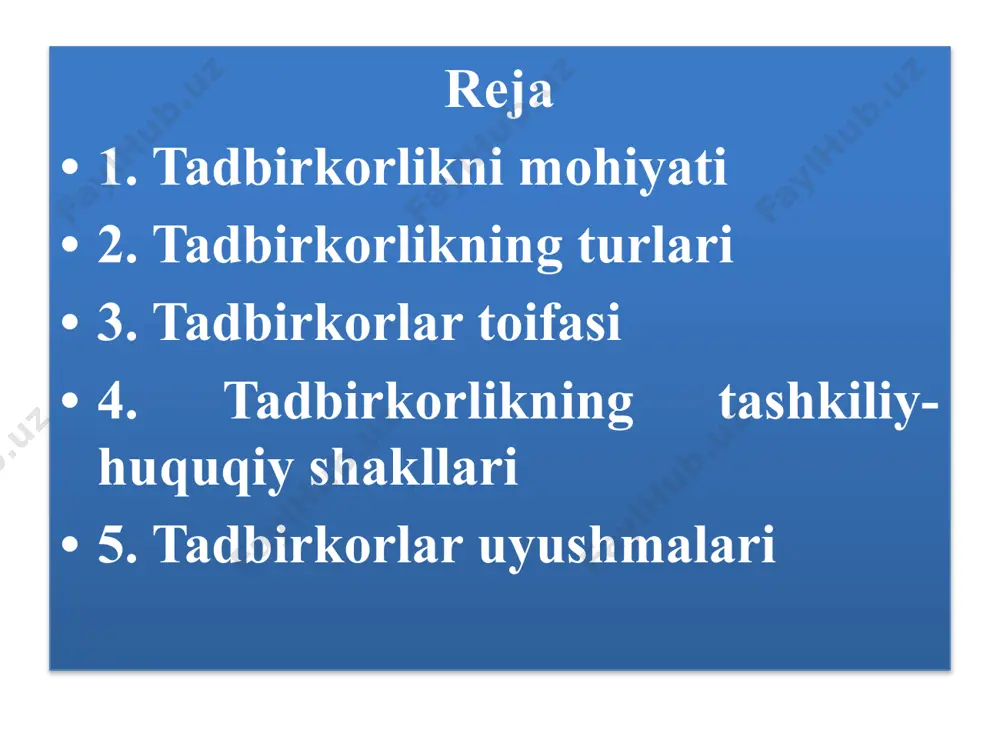 lik sub’ektlari; b) o‘rta tadbirkorlik sub’ektlari — jami daromadi kalendar yil davomida 10 milliard so‘mdan 100 milliard so‘mgacha bo‘lgan tadbirkorlik sub’ektlari; v) yirik tadbirkorlik sub’ektlari — jami daromadi kalendar yil davomida 100 milliard so‘m va undan yuqori bo‘lgan tadbirkorlik sub’ektlari. o‘zbekiston respublikasi savdo-sanoat palatasi to‘g‘risidagi qonun 3-modda. o‘zbekiston respublikasi savdo-sanoat palatasini tashkil etish maqsadi o‘zbekiston respublikasi savdo-sanoat palatasi tadbirkorlik tashabbusini amalga oshirish uchun qulay huquqiy, iqtisodiy va ijtimoiy shart-sharoitlarni ta’minlash, biznes hamjamiyati hamda davlat hokimiyati va boshqaruvi organlari, boshqa organlar va tashkilotlar o‘rtasida o‘zaro manfaatli sheriklikni rivojlantirish, tadbirkorlik sub’ektlarining huquqlari va qonuniy manfaatlarini himoya qilish kafolatlarini kuchaytirish, ishbilarmonlik va investitsiya muhitini yaxshilashga har tomonlama ko‘maklashish, tadbirkorlik sub’ektlarining tashqi iqtisodiy faoliyatini barcha choralar bilan qo‘llab-quvvatlash maqsadida tashkil etiladi. 5-modda. palataning vazifalari palataning vazifalari quyidagilardan iborat: tadbirkorlik sub’ektlarini qo‘llab-quvvatlash, ayniqsa, o‘z faoliyatini yo‘lga qo‘yishi davrida qo‘llab-quvvatlash tizimini shakllantirish, ularning huquqlari va qonuniy manfaatlarini himoya qilish kafolatlarini kuchaytirish, xususiy mulk va tadbirkorlikning rivojlanishiga, …