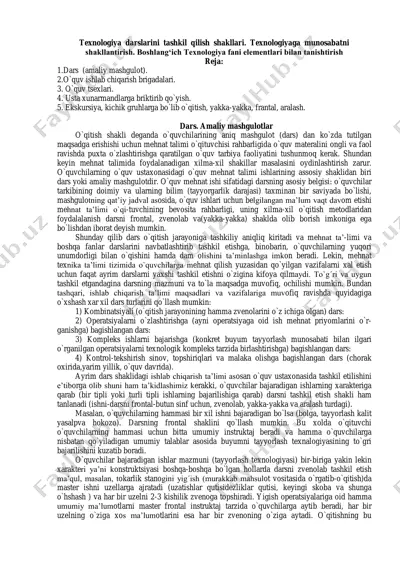 texnologiya darslarini tashkil qilish sha-killari — PDF