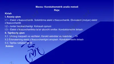 konduktometrik analiz metodi — PPTX