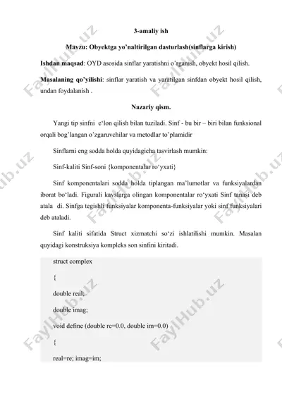 obyektga yo’naltirilgan dasturlash(sinflarga kirish) — DOCX