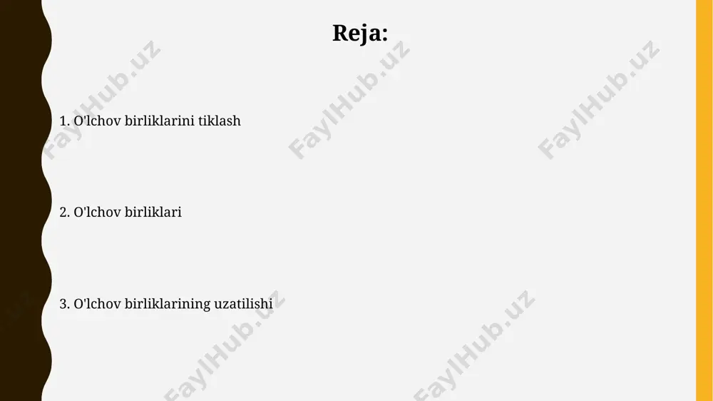 gik topilmalar va o'lchov birliklari termizdan topilgan bronza davriga oid vaznlar to'plami 100 gramm, 50 gramm va 25 gramm vaznlarni o'z ichiga olib, og'irlik o'lchovining o'nlik tizimiga asoslanganligini ko'rsatadi. arxeologik qazishmalar davomida topilgan 3000 yillik loy tabaqalaridan olingan o'lchov asboblari, uzunlik birliklarining qadimgi misr tizimiga mos kelishi aniqlangan, bu esa o'lchov birliklarining uzoq muddatli saqlanishini ko'rsatadi. standartlashtirish va kalibrlash standartlashtirish jarayoni mahsulot sifatini 10% gacha yaxshilashga, ishlab chiqarish xarajatlarini 5-15% ga kamaytirishga yordam beradi va bu iqtisodiy samaradorlikni oshiradi. davlat standartlari va o'lchov birliklarini qo'llash, metrologik nazorat orqali mahsulot sifatini kafolatlaydi va bozor raqobatbardoshligini 20% gacha oshiradi. kelajakdagi istiqbollar va yangi yondashuvlar kelajakda kvant texnologiyalari yordamida aniqligi 10⁻¹⁸ dan yuqori bo'lgan yangi o'lchov birliklarini yaratish va ularni uzatish mumkin bo'ladi. sun'iy intellekt algoritmlari orqali o'lchov birliklarini avtomatik ravishda aniqlash va tiklash tizimlari 99,99% aniqlik bilan ishlaydigan bo'ladi. o'lchov asboblari va ularning ishlatilishi 100 mm dan 1000 mm gacha bo'lgan uzunlikni …