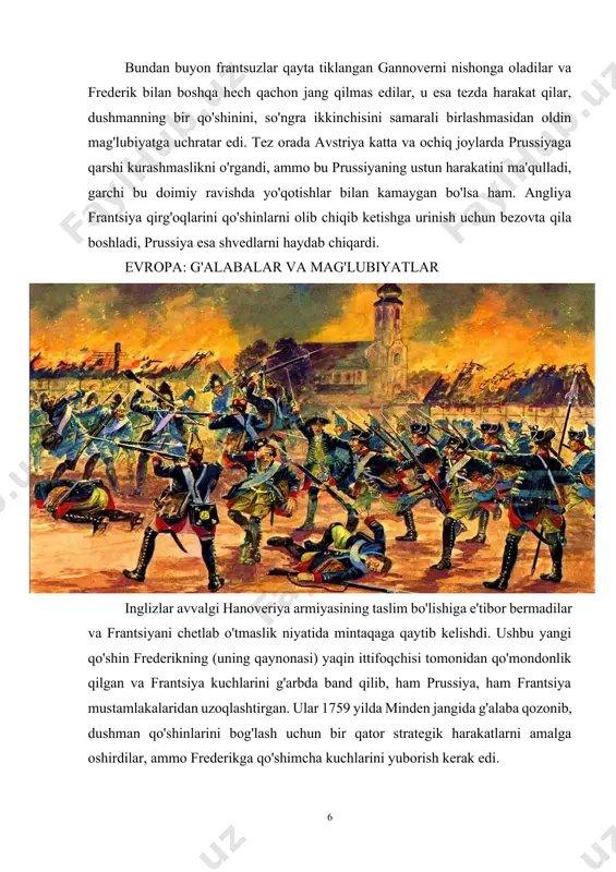 atlari umidsiz ko'rinardi. evropa: o'lim prussiya najotkori frederik mo''jizaga umid qildi va u buni oldi. rossiyaning bemalol anti-prussiya tsarinasi vafot etdi, uning o'rnini podshoh pyotr iii egalladi (1728–1762). u prussiya uchun qulay edi va fredrikga yordam berish uchun o'z qo'shinlarini yuborib, tezda tinchlik o'rnatdi. garchi butrus daniyaga bostirib kirishga urinishdan oldin tezda o'ldirilgan bo'lsa-da, uning rafiqasi ketrin buyuk (1729-1796) frederikga yordam bergan rus qo'shinlarini olib chiqib ketgan bo'lsa-da, tinchlik shartnomalarini saqlab qoldi. bu frederikni avstriyaga qarshi uchrashuvlarda g'alaba qozonish uchun ozod qildi. buyuk britaniya prussiya bilan ittifoqini to'xtatish imkoniyatidan foydalandi, qisman frederik va buyuk britaniyaning yangi bosh vaziri ispaniyaga qarshi urush e'lon qilgani va uning o'rniga ularning imperiyasiga hujum qilgani o'rtasidagi o'zaro antipatiya tufayli. ispaniya portugaliyani bosib oldi, ammo angliya yordami bilan to'xtatildi. jahon urushi garchi ingliz qo'shinlari qit'ada kurash olib borgan bo'lsa-da, ularning soni asta-sekin o'sib borgan bo'lsa-da, angliya frederik va gannoverga moliyaviy yordamni evropada jang qilishdan ko'ra, britaniya …