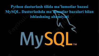 python dasturlash tilida ma’lumotlar bazasi mysql. dasturlashda ma’lumotlar bazalari bilan ishlashning ahamiyati — PPTX