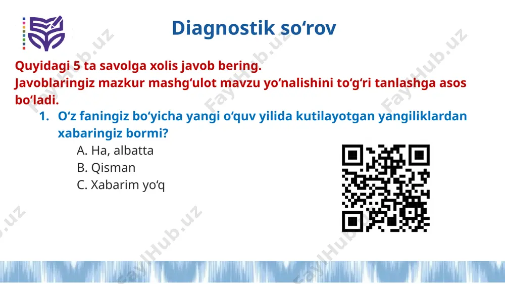 rbal usullar orqali o‘z fikrini ifoda etish va boshqalarni tushunish mk raqamli savodxonlik zamonaviy raqamli texnologiyalarni bilish, ulardan to‘g‘ri va xavfsiz foydalanish rs fanning o‘quv maqsadlariga misollar m6.s5.01. berilgan miqdorning qismi va foizini topish m7.a2.04. algebraik ifodalarning qiymatini topish va formulalardan foydalanish m8.g7.05. toʻgʻri burchakli uchburchaklarda nomaʼlum tomonlar va burchaklarni topish uchun trigonometrik nisbatlardan foydalanish m8.e1.03. sonli oraliqlarga guruhlangan sonli ma’lumotlarning o‘rtacha qiymatini topish m7.s3.01. natural sonlarni eng yaqin oʻnlik, yuzlik va mingliklargacha yaxlitlash m6.g10.02. kuboidning berilgan hajmi va asosining yuziga ko‘ra balandligini topish m9.a3.10. hayotiy masalalarni yechishda chiziqli tengsizliklar sistemasidan foydalanish m6.e2.02. bir bosqichli masalalarni doiraviy diagrammalardagi ma’lumotlardan foydalanib yechish fan o‘quv maqsadlarining rivojlanib borishi (progression) 5-sinf 6-sinf 7-sinf 8-sinf 9-sinf m5.s4.07. ikki miqdorning nisbatiga doir ikki bosqichda yechiladigan matnli masalalarni yechish m6.s4.04. nisbatlar va kasrlarga doir matnli masalalarni yechish m7.s4.02. nisbat bilan bog‘liq masalalarni yechish m8.s4.05. teskari proporsionallikka doir hayotiy muammolarni hal qilish m5.s4.05. berilgan bir miqdor va …
