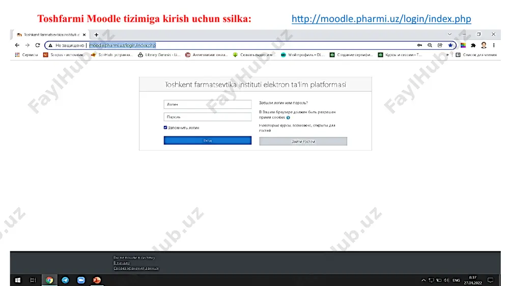 shlab o’zlashtirishlari mumkin bo’ladi! noorganik kimyo fani mavzulari elementlari talaba o’zlashtirishiga hamohang ravishda ketma-ketlikda ochilib boriladi. test hamda topshiriq elementlaridagi izohni yaxshilab o’qib keyin mazkur elementlarni bajarish talab etiladi! test elementi talaba bilimini baholash uchun asosiy mezon hisoblanadi! testda o’rtacha baholash asosida urinishlar soni 3 marta, (masalan, agar talaba 3 marta test topshirsa (va agar talaba: birinchisida urinishda - 55 ball, ikkinchisida - 71 ball va nihoyat, uchinchi urinishda - 86 ball olsa), bunda talaba test natijalariga ko'ra o'rtacha 71 ball oladi (55 + 71 + 86 = 212/3 = 70,6 = 71). shuning uchun testni bir marta va imkon qadar yuqori ballga ishlash maqsadga muvofiqdir. izoh: moodle tizimi avtomatlashgan test va topshiriq elementlarida talaba tizim tomonidan avtomatik baholanadi. o’qituvchi talaba bahosini yoki urinishlar sonini o’zgartirish imkoniga ega emas! 2-oraliq nazorat testini baholash mezoni! talabalarni tizimdagi faolligini hamda bajarayotgan ishlari ip-adress orqali kuzatib boriladi: e’tiboringiz uchun raxmat! image1.png image2.png image3.png …
