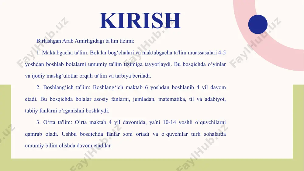 2 yil davom etadi. bu bosqichda talabalar o‘z mutaxassislik sohalarida chuqurroq bilimga ega bo‘ladilar va ilmiy tadqiqot faoliyati bilan shug‘ullanish imkoniyatiga ega bo‘ladilar. • doktorantura: doktorantura darajasi ilmiy tadqiqotlar va akademik izlanishlar uchun mo‘ljallangan bo‘lib, 3-5 yil davom etishi mumkin. bu bosqichda talabalar o‘z sohalarida ilmiy ish olib boradilar va dissertatsiya himoya qilish orqali ilmiy darajaga ega bo‘ladilar. stipendiyalar va moliyaviy yordam: baadagi ko‘plab universitetlar mahalliy va xalqaro talabalar uchun stipendiya va moliyaviy yordam dasturlarini taklif etadi. bu ta'lim olish imkoniyatlarini kengaytiradi va moliyaviy jihatdan qo‘llab-quvvatlaydi. madaniy va ijtimoiy hayot: oliy ta'lim muassasalari talabalar uchun turli madaniy va ijtimoiy tadbirlarni tashkil etadi. bu talabalar hayotini boyitish va turli millat vakillari o‘rtasida madaniy almashinuvni ta'minlash imkonini beradi. talabalar turar joylari va infratuzilma: universitetlarning ko‘pchiligida zamonaviy talabalar yotoqxonasi, kutubxonalar, sport zallari va boshqa qulayliklar mavjud bo‘lib, talabalar uchun qulay yashash va o‘qish sharoitlarini ta'minlaydi. 2.3. davlat va xususiy sektor, ikki tilli ta'lim …