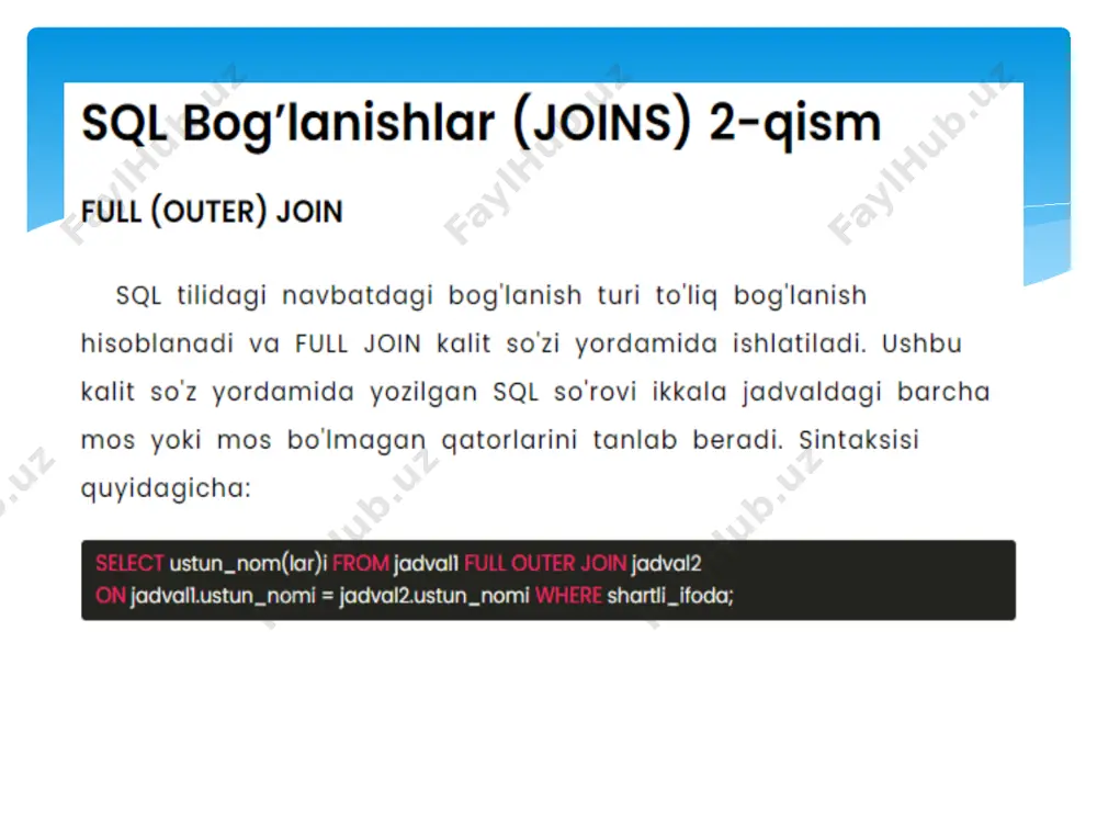 sql bog’lanishlar (joins) 2-qism - Page 2
