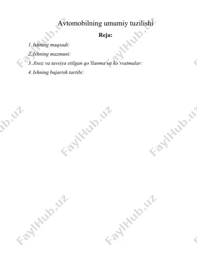 avtomobilning umumiy tuzilishi — DOCX