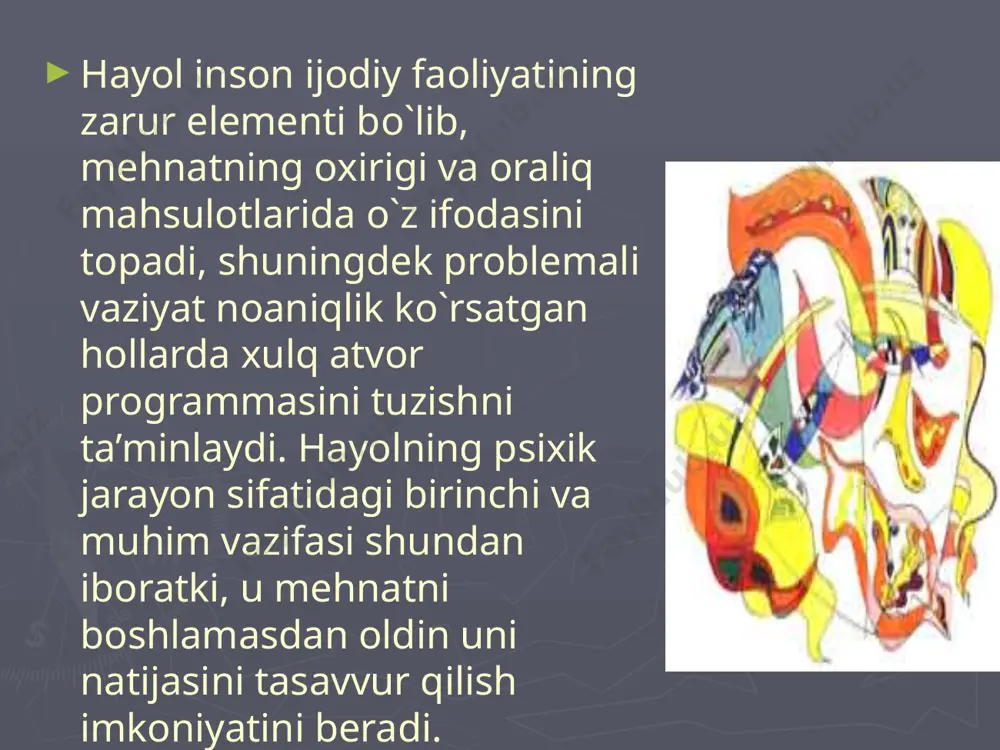 g yana bir usuli, tipiklashtirish. tipiklashtirishdan badiiy adabiyotda keng qo’llaniladi. bu usul yordamida biror hodisaga, kishilar toifalariga, davrga xos yoki ularda ko’p takrorlanuvchi belgilar ma’lum obrazlarda gavdalantiriladi. etiboringiz uchun rahmat image1.png image2.jpeg image3.jpeg image4.jpeg image5.jpeg image6.jpeg image7.jpeg image8.png image9.jpeg image10.jpeg image11.jpeg image12.jpeg image13.jpeg image14.png 22675642 /docprops/thumbnail.jpeg