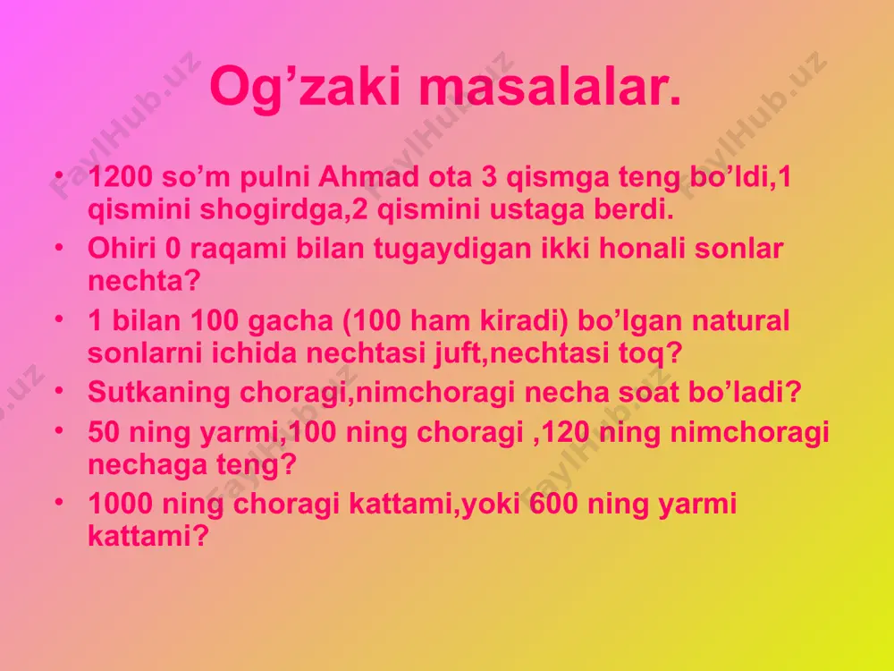 kasrlar. kasrlar ustida amallar. dars ishlanma - Page 3