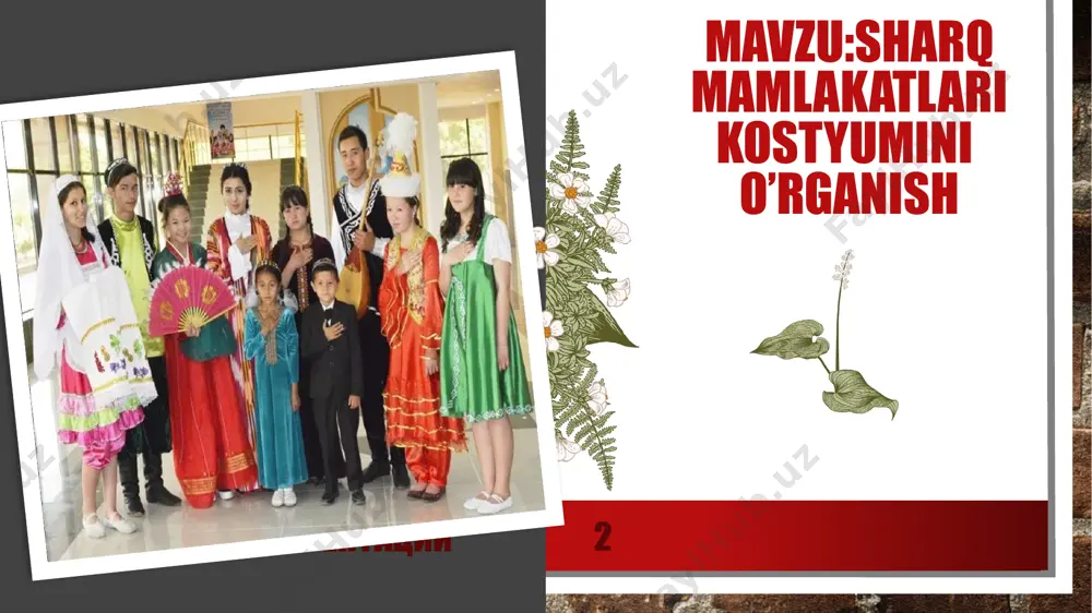 di. ustki kiyim kurtkaning yelkasiga tugmalangan plashch edi. uzun, keng kaftanlarni faqat keksaygan odamlar kiyishardi. kaftanlar - keng, osilib turgan qo’ng’iroqsimon yengli bo’lib, odatda, uning beli bog’lanmasdi. uzunligi tizzagacha yoki to’piqgacha tushar edi. yoqa o’mizi — kare. 4 ayollar kostyumi. ayollar kostyumi erkaklarnikiga nisbatan xilma-xil edi. xv asrda florentsiya modalari keng tarqalgandi. bu davrda ayollar libosi kamtarona bo’lib, shakl va undagi chiziqlar xamda siluetning oddiyligi bilan farqlanardi. ayollarning ko’kragi maxsus mato bilan siqilgan va uning chiziqlari tekislangan edi. ular naqshli kimxob va baxmaldan tikilgan baravar ikkita ustki ko’ylak kiy­ishardi. ichki kiyimni xali kiyishmagandi. odatda ko’ylaklarning beli qirqilgandi, bel chizigi ko’krakdan sal pastroq bo’lib, yubkasi uzun shleyfli edi. lifning yoqa o’mizi uziga xos edi: oldi — to’rtburchak, orqasi — uchburchak (bo’yinni uzunroq ko’rsatish maqsadida). ko’pincha, ustki ko’ylak lifining oldini qirqib shnurovka qilishardi. odatda, yenglari lifga tasma yordamida biriktirilar yoki ko’klanardi. ba’zan, bitta ko’ylakka xar xil yenglarni biriktirish mumkin edi. tor yenglar …