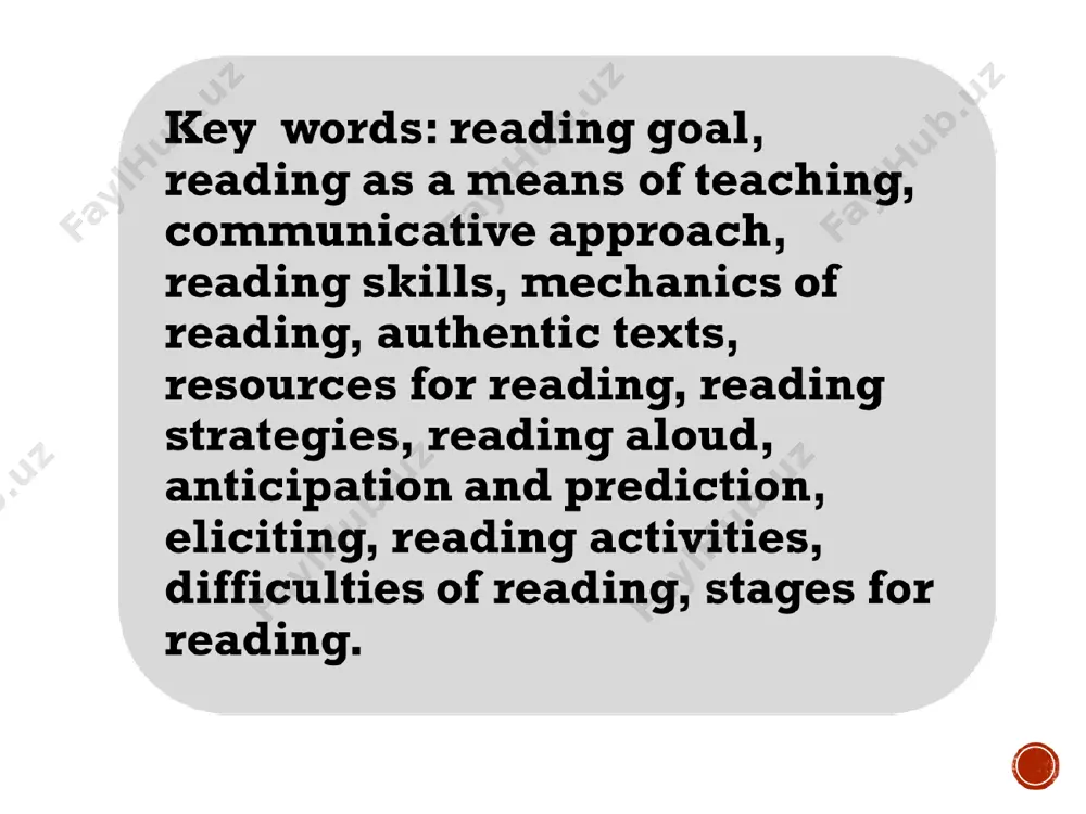 other contexts outside the classroom. when selecting texts for student assignments, rather than simplifying a text by changing its language, make it more approachable by eliciting students' existing knowledge in pre-reading discussion, reviewing new vocabulary before reading, and asking students to perform tasks that are within their competence, such as skimming to get the main idea or scanning for specific information, before they begin intensive reading. students must be reading for reasons that make sense and have relevance to them. to identify relevant reading purposes, ask students how they plan to use the language they are learning and what topics they are interested in reading and learning about. give them opportunities to choose their reading assignments, and encourage them to use the library, the internet, and foreign language newsstands and bookstores to find other things they would like to read. students should read the text in a way that matches …