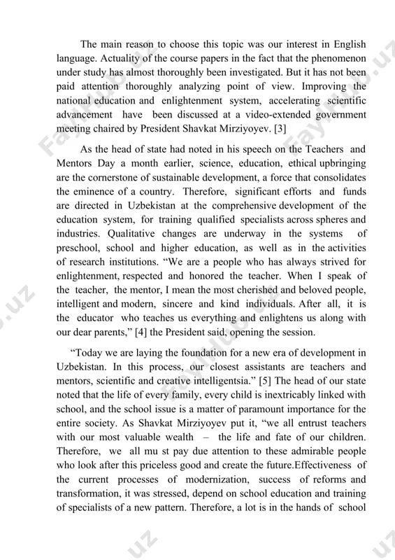cities. the school should be not merely an educational institution, but also a cultural and intellectual center of the mahalla.[5] as you may know, a draft presidential decree has been developed in order to rationalize the education and upbringing system of the countr y, to accelerate the development of science. the document was posted on the portal regulation.gov.uz and is currently widely discussed, including in local kengashes (councils, local representatives bodies of government) and school teams with the participation of parents. the draft decree sets out the goals whose furthering is expected to allow for solving the current issues in education, provide for anticipated results within the next five years, and it contains guidelines for qualitative advancement. in particular, concrete solutions are proposed on such issues as boosting the authority and status of teachers in society, revising school curricula and methods, effectively linking the general education with the next stages …