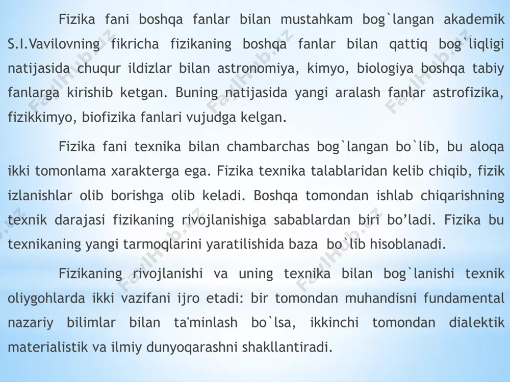 r moddiy nuqta fazoda harakatlanayotgan bo`lsa uning erkinlik darajasi x,y,z koordinatalari bilan aniqlanadi. agar biror sirt bo`ylab harakat qilsa erkinlik daraja soni ikkita, agar biror chiziq bilan bo`lsa bitta bo`ladi. miqdoriy ifodalanishi mumkin bo’lgan fizik tushuncha fizik kattalik deyiladi. fizika qonunlari fizik kattaliklarni bir biriga bog`laydi, shuning uchun ham fizik kattaliklarni o`lchash zarurati paydo bo`ladi. fizik kattalikni o`lchash, bu o`lchash vositalari yordamida fizik kattalik miqdorini tеgishli birliklarda aniqlash dеmakdir. umuman olganda fizik kattaliklar birligini ixtiyoriy tanlash mumkin, lеkin ularni solishtirishlarda qiyinchiliklar paydo bo`ladi. shuning uchun hamma fizik kattaliklarni o`z ichiga oluvchi birliklar sistеmasi olinishi maqsadga muvofiq bo`ladi. birliklar sistеmasini yaratishda, ixtiyoriy bir-biriga bog`liq bo`lmagan fizik kattaliklar tanlanib olinadi. bu birliklar asosiy birliklar dеb ataladi. qolgan kattaliklar va birliklar, bu kattaliklarni asosiy kattaliklar bilan bog`lanish qonunlaridan kеltirilib chiqarilib hosilaviy birliklar dеyiladi. fizik kattaliklar ikki turga bo’linadi: 1) vektor kattaliklar – ham son qiymatiga ham yo’nalishga ega bo’lgan kattaliklar 2) skalyar kattaliklar …