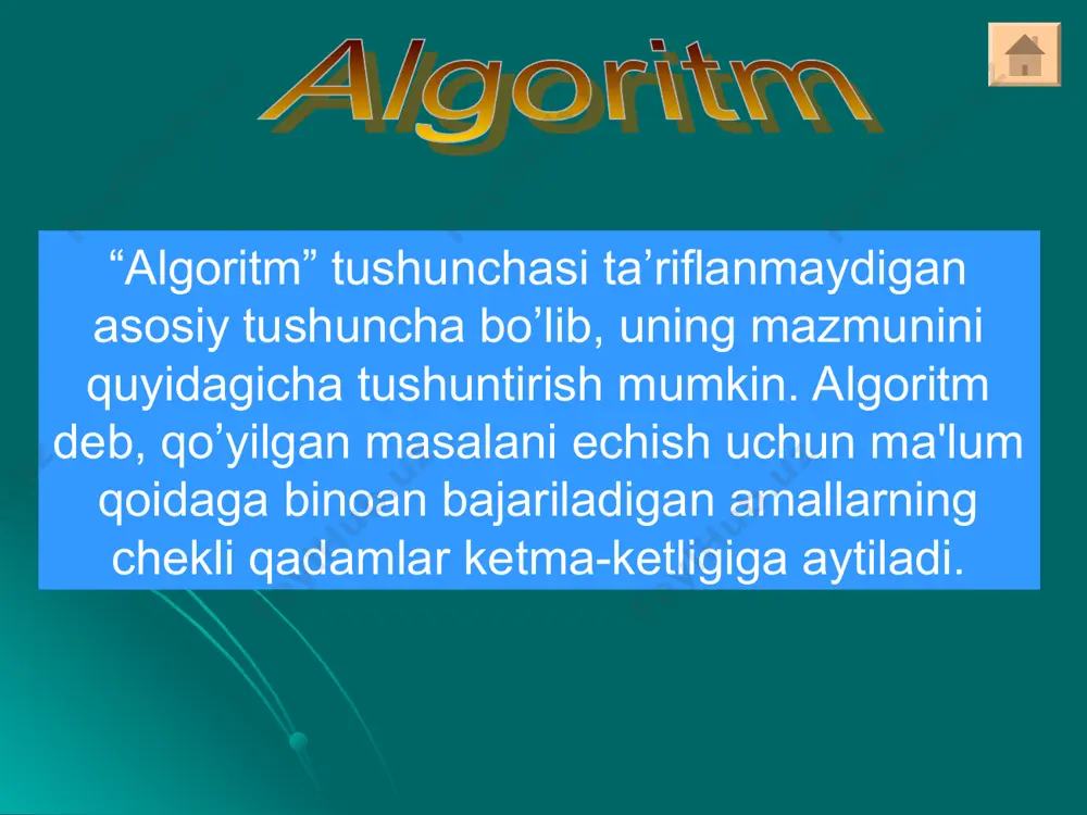 ehmda axborotni qayta ishlash. algoritm turlari, xossalari, berilish usullari - Page 3