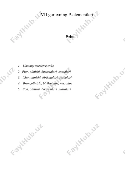 vii guruxning p-elementlari — DOC