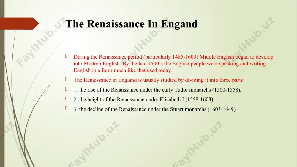 en age of english drama. in 1576, james burbage built england’s first playhouse, called the theatre, in a subburb of london. until this time, drama had been performed in the streets, in homes and palaces, and at english universities. after burbage built the theatre, other playhouses were constructed, which rapidly increased the popularity of drama. a group of leading elizabethan playwrights was known as the “university wits” because they had attended the famous english universities at oxford or cambridge. these playwrights included robert greene, christopher marlowe, and george peele. marlowe was the most important dramatist among the wits. the height of the renaissance william shakespeare, ben jonson and other more than a dozen first-rate playwrights also created their skillful dramas at that period. blank verse, introduced into the language by surrey, became the main form for writing tragedies and comedies. in 1600, when the new century began, elizabeth was an …