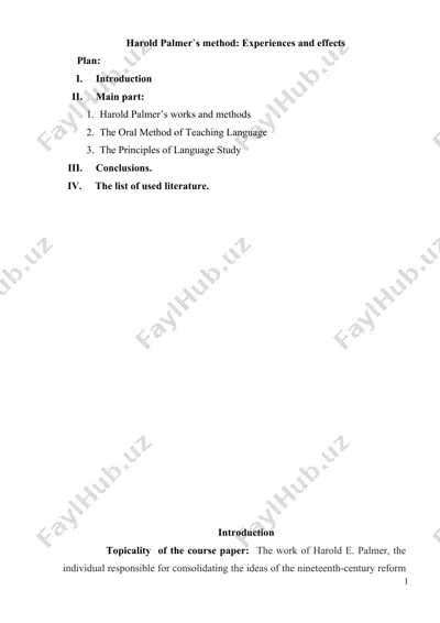harold palmer`s method: experiences and effects — DOCX