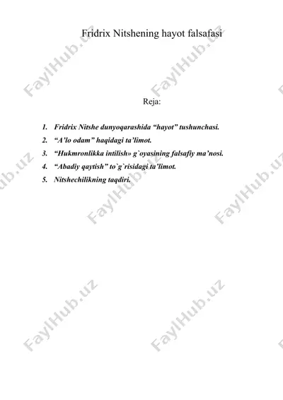 fridrix nitshening hayot falsafasi — DOC