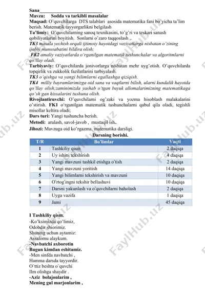 matematika fanidan sodda va tarkibli masalalar — DOCX