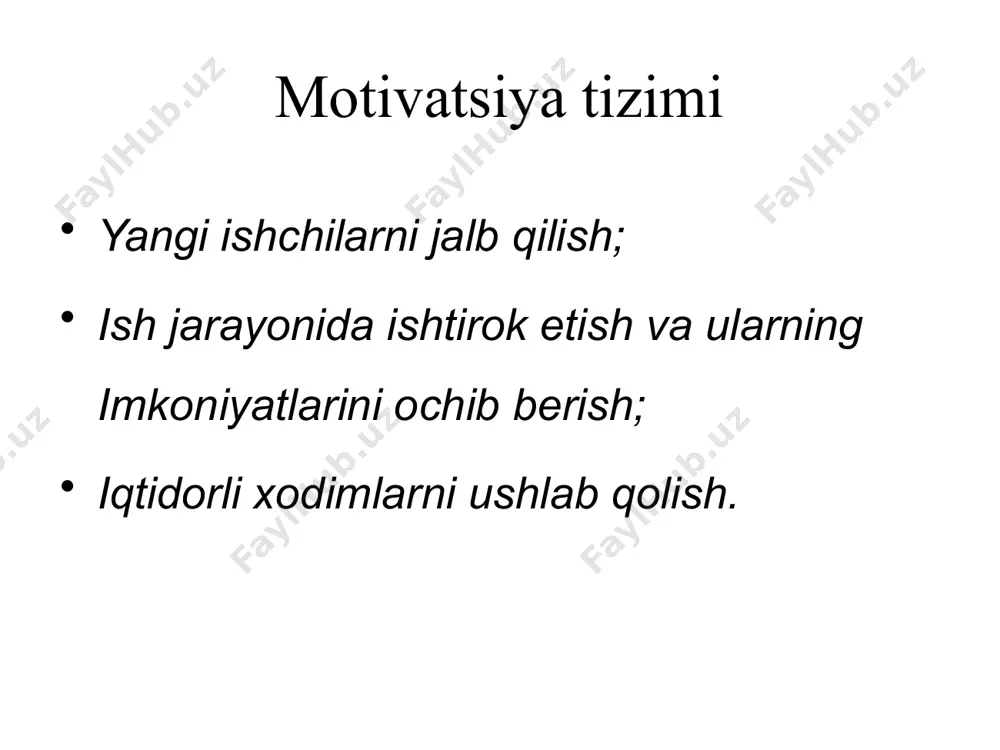 h yo'lida ushlab turadi. erishish motivi - bu yuqori natijalarga erishishga intilish va faoliyatning mukammalligi; bu qiyin vazifalarni tanlashda va ularni bajarish istagi bilan namoyon bo'ladi. har qanday faoliyatda muvaffaqiyat nafaqat qobiliyat, ko'nikma, bilimga, balki yutuq motivatsiyasiga ham bog'liqdir. muvaffaqiyat motivatsiyasi yuqori bo'lgan, muhim natijalarga erishishga intilayotgan kishi belgilangan maqsadlarga erishish uchun qat'iyat bilan ishlaydi. prosotsial (ijtimoiy ahamiyatga ega) motivlar - faoliyatning ijtimoiy ahamiyatini anglash bilan bog'liq bo'lgan majburiyat, guruh yoki jamiyat oldida javobgarlik hissi bilan bog'liq motivlar. prokuratura motivlari bo'lsa, shaxs guruh bilan aniqlanadi. inson o'zini nafaqat ma'lum bir ijtimoiy guruhning a'zosi deb biladi, nafaqat u bilan identifikatsiya qiladi, balki uning muammolari, qiziqishlari va maqsadlari bilan ham yashaydi. birlashish motivi (ingliz tilidan) boshqa odamlar bilan munosabatlarni o'rnatish yoki saqlab qolish istagi, ular bilan aloqa qilish va ular bilan aloqa qilish istagi. affiliatsiyaning mohiyati muloqotning ichki qiymatidir. hamkorlik aloqasi - bu mamnuniyat keltiradigan, odamni ushlaydigan va yoqtiradigan aloqa. salbiy motivatsiya …