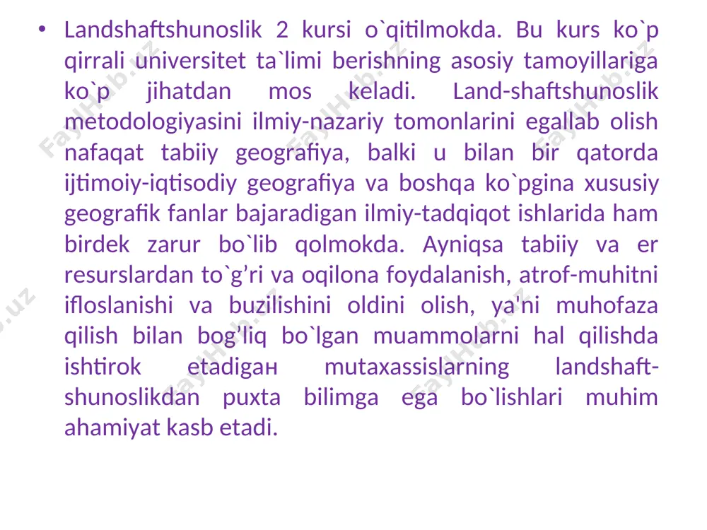 25 yilda "придода" jurnalida bosilib chiqqan. "landshaftlar va tuproq" nomli maqolasida landshaftshunoslikning bir qator umumiy masalalari ko‘rilgan va shu jumladan, landshaft tushunchasini aniqlashtirishga ham harakat qilingan. b.b.polinovning yozishicha, landshaft deb yer yuzasining shunday bir qismiga aytiladiki, uning hududida iqlim, tog‘ jinslari, relyef, suv havzalari, o‘simlik, tuproq va hayvonot dunyosining ma'lum tarkibi va xususiyatlari, ular orasidagi o‘zaro ta'sir va jarayonlarning bir butunligiga sabab bo‘ladigan darajada saqlanadi. tabiiy geografiyada dokuchayevcha genetik bo‘linishni va uni l.s.berg asarlarida rivojlantirilishini tahlil qilgan a.g.isachenko (1955) l.s.bergning ilmiy faoliyatidagi uchta asosiy yo‘nalishni ajratadi. bular: 1) geografik zonalar haqidagi ta'limot, 2) geografik landshaft haqidagi ta'limot va 3) yer yuzasi tabiati (geografik muhit)ning rivojlanishi haqidagi ta'limotdir. l.s.bergning landshaftlar va zonallik haqidagi ta'limoti keyinchalik juda ko‘p landshaftshunos olimlarning ishlarida davom ettirildi va rivojlantirildi. yirik landshaftshunos olim n.a.solnsevning ta'biri bilan aytganda, kimki landshaft muammolari bilan shug‘ullanar ekan, albatta l.s.bergning ilmiy ishlariga murojaat qiladi. chunki u landshaft haqidagi ta'limot asoslarini yaratdi va …