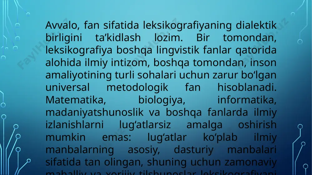 at uchun materialda katta miqdordagi lingvistik ma’lumotlar, maktab lug‘ati uchun yanada ixcham va eng ko‘p tarjima va oddiy talqinlardan foydalanilgan holda taqdim etiladi. leksikografiya taraqqiyotining yangi – elektron-bosqichida bu omillarga yana bir omil qo‘shildi – lug‘at yozuvini yaratishda leksikograf lug‘atning nashr qilish usulini hisobga olishi kerak. lug‘at materialini lug‘atni nashr qilishning turli usullari uchun moslashtirish, shuningdek, ushbu ma’ruzada muhokama qilinadigan leksikograf va nashriyot ehtiyojlari uchun lug‘atlar yaratish tizimini o‘zgartirish haqida fikr yuritamiz. tadqiqot obyekti tadqiqot abbyyda lug‘atlar yaratish va lug‘atlar yaratish tizimini ishlab chiqish tajribasini tahlil qilishga asoslangan. ayni paytda abbyy va abbyy matbuoti o‘z leksikograflar jamoasi sa’y-harakatlari bilan yoki professional leksikografik jamoalar bilan hamkorlikda 40 dan ortiq lug‘atlar yaratdilar. ko‘pchilik nashr etilgan lug‘atlar bir vaqtning o‘zida elektron, qog‘oz, mobil va onlayn nashr sifatida chop etildi. lug‘atlarni yaratish va tahrirlash uchun professional leksikografik tizim qo‘llaniladi – abbyy lingvo kontent, ichki ishlab chiqilgan va doimiy yangi xususiyatlar bilan yangilangan ushbu lug‘at …
