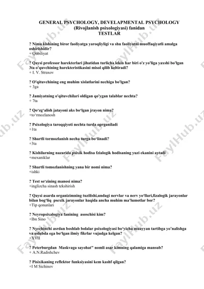 general psychology, develapmental psychology — DOCX
