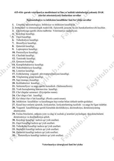 veterinariya meditsinasi savollari — DOCX