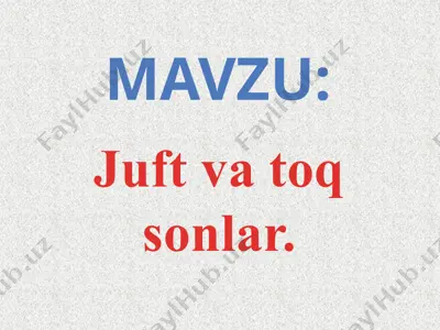 2-sinf. juft va toq sonlar — PPTX