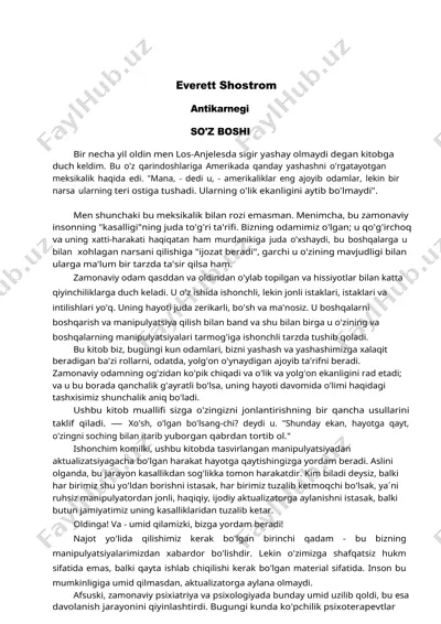 everett shostrom: antikarnegi yoxud odam manipulyator — DOCX