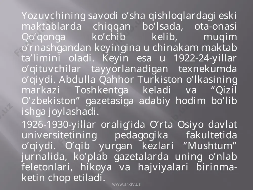 abdulla qahhor hayoti va ijodi - Page 3
